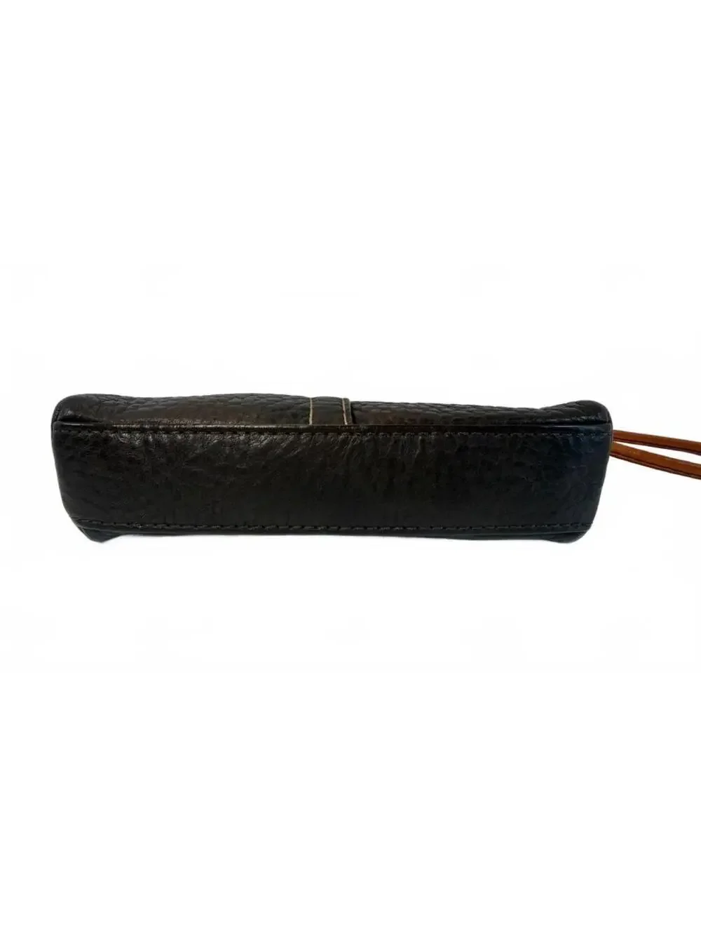 Coach | Pebbled Leather Wristlet Pouch | Brown & Tan Stitching | OS